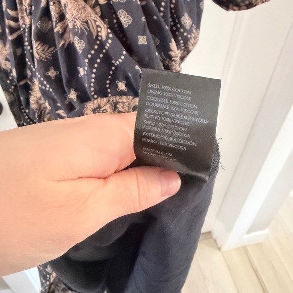 Free People Golden Hour Smocked Maxi Dress Black Floral Puff Sleeve Small - Picture 5 of 6